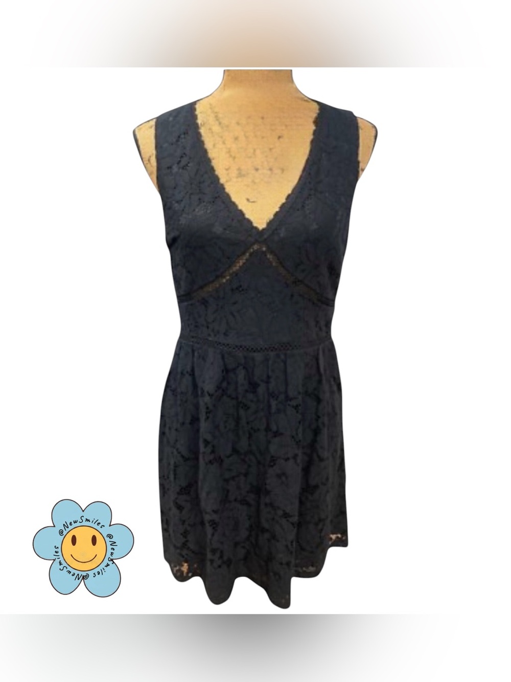 Xhilaration ~ Mini Dress ~ Black Lace w/ Gold Zipper ~ Lined Skirt